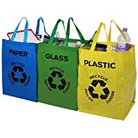 Vinsani (paquete de 3) bolsas de reciclaje de tela- multicolor